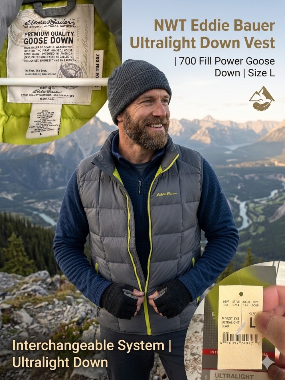 Eddie Bauer Men's Ultralight Down Vest - NWT
Size L